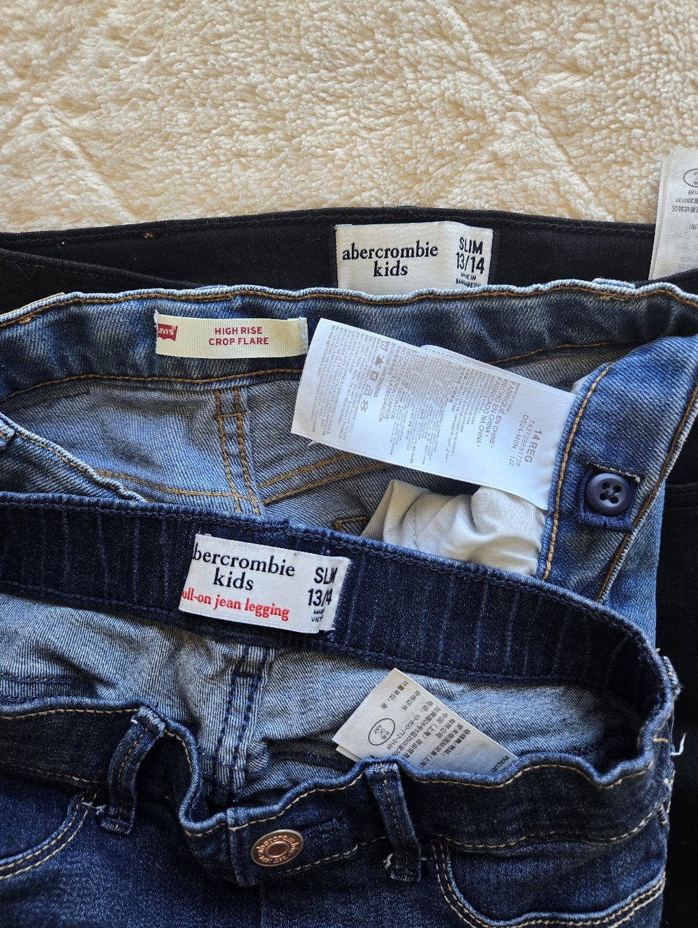 A&F Bundle Girl Kids Flare Jeans - Black and Dark Blue Color Size 13/14 Kids - Picture 11 of 11